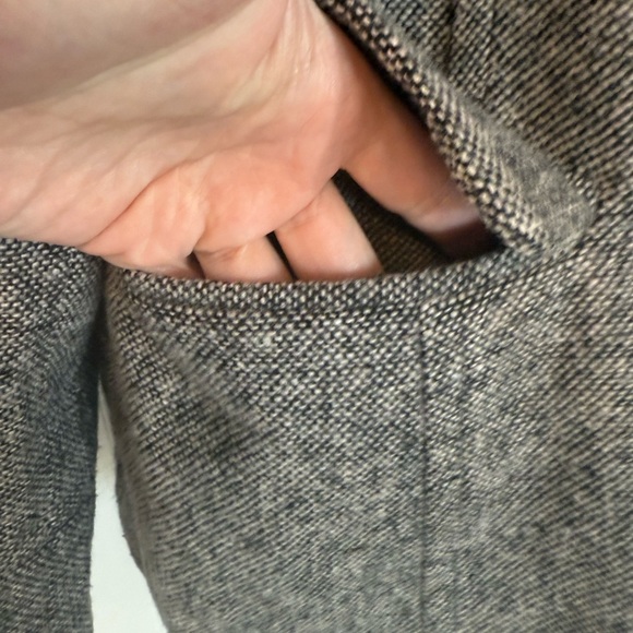 VINTAGE Gray Women's Blazer Jacket Black Velvet Details - Size 10 - Picture 3 of 9